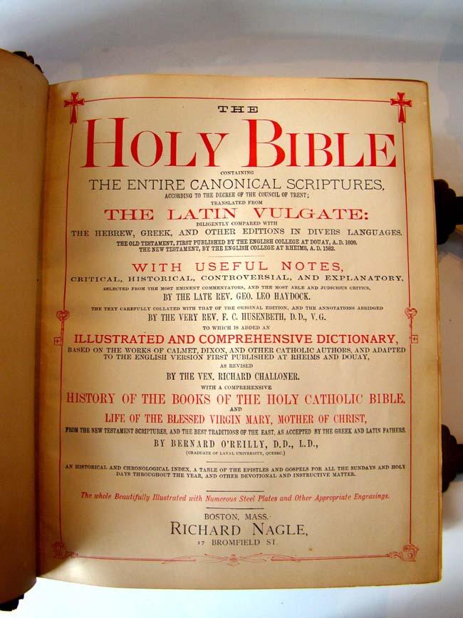 A suberb large HOLY BIBLE by Rev. George Leo Haydock publ. by Richard Nagle in Boston in 1880 — image 3